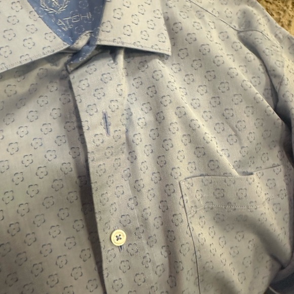 Men large bugatchi Classic Fit Short Sleeve blue Shirt - Picture 7 of 8